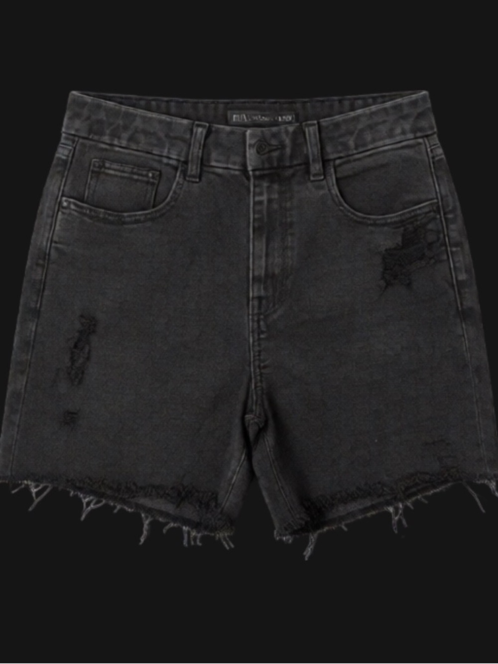 American Eagle Outfitters Distressed Black Curvy Jegging Denim Jean Shorts